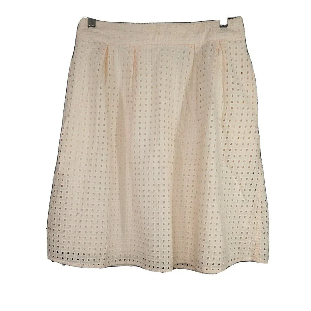 Dennis by Dennis Basso Eyelet A-line Pleated Skirt Women Size 6 Peach Lined